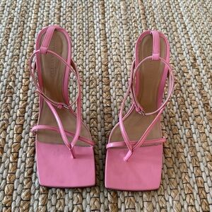 Bottega Veneta 39.5 Pink Strappy High Heel Sandals